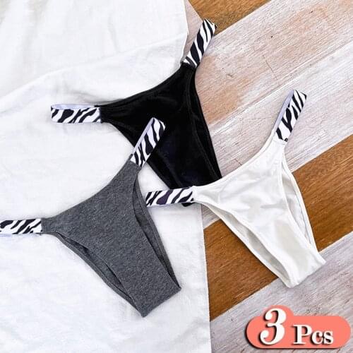 3Pcs/Lot Sports Simple Zebra Pattern Cotton Underwear For Women Low Waist Comfortable Panties Fitness Girl Seamless Briefs Set