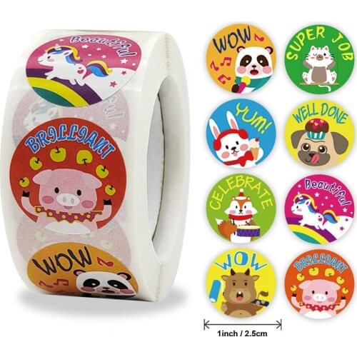 50-500pcs Reward Stickers for Kids Children Kindergarten School Encouragement Students Games Toy Animals Stationery Labels