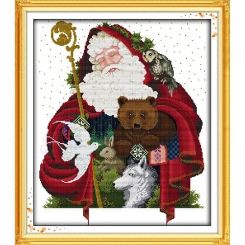 Everlasting Love Happy Christmas Ecological Cotton Cross Stitch 11CT 14CT Stamped Printed DIY Gift New Year Decorations For Home