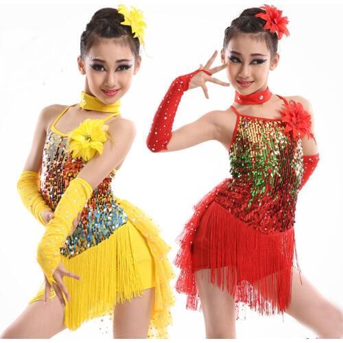 Girl Latin Dance Dress For Girls Tassel Latin Dancewear Children Competition Dancing C Kid Dance Costumes Child Dance