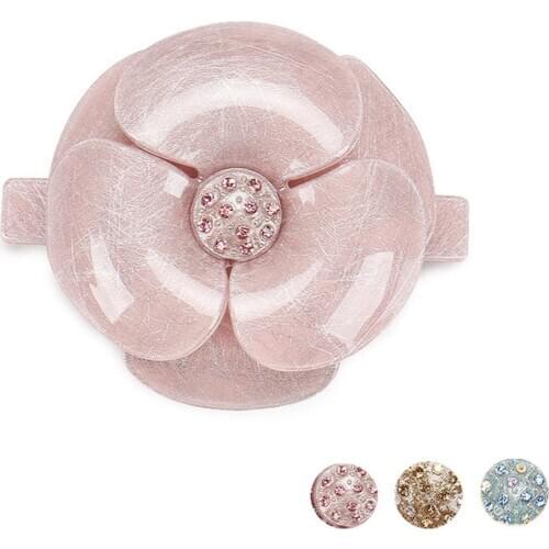 Camellia Flower Hair Ornament Barrette for Women Lady French Hair Clip - Hair Accessory Jewelry for Thick Tiara Wear Prom