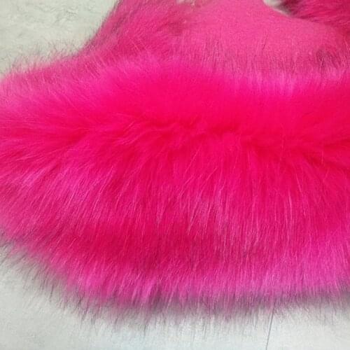 180cm*10cm Rose Red Fox Long Pile 5cm Thicken Soft Artificial Fox Plush Faux Fur Fabric DIY Shoes Coat Collar Vest Pillow Toy