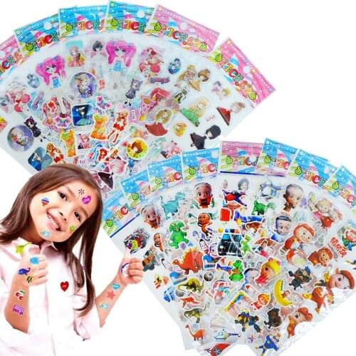 20 Sheets Kids Stickers Different 3D Puffy Bulk Sticker for Girl Boy Birthday Scrapbooking Cute Animals Princess Cartoon Toy