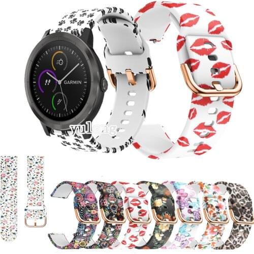 20mm Camo Wrist Soft Silicone Watch Strap Band For Garmin Vivoactive 3 trainer music Smart Watch Sport Wrist band for Venu SQ