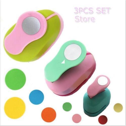 3PCS(5cm,3.8cm,2.5cm) Round shape craft punch set children manual DIY hole punches cortador de papel de scrapbook Circle punch