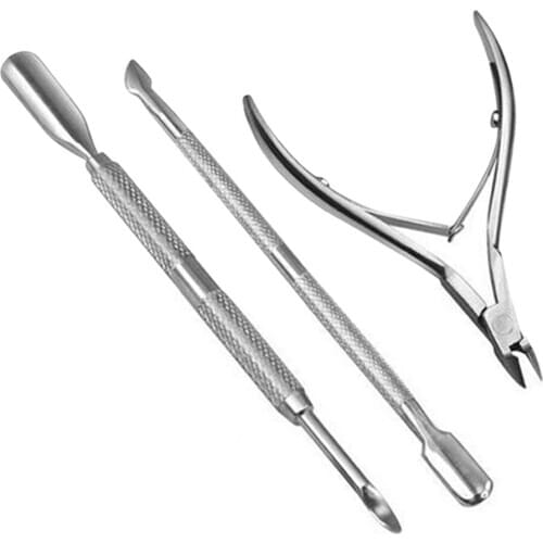3pcs/set Stainless Steel Spoon Nail Cuticle Pusher Remover Cutter Nipper Clipper Cut Set Foot Care Tool Skin Care Tool EK-New