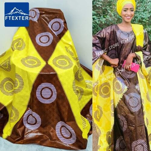 5 Yards 2021 Unique Design African Lace Fabric Jacquard Style Printed Bazin Riche Brocade For Sewing Nigerian Festival Dress