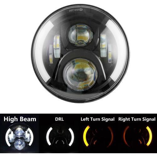 7" inch LED Motorcycle Projector Headlight Turn Signal Light Touring Dyna Glide