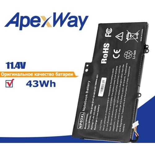 11.4v 43WH Laptop Battery for HP TPN-Q147 TPN-Q148 TPN-Q149 NP03XL TPN-Q146 760944-421 HSTNN-LB6L for Pavilion X360 13-A010DX