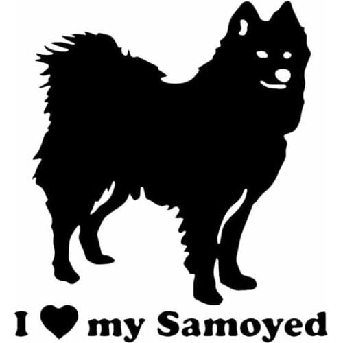 Car Stickers I Love My Samoyed PVC Car Decoration Accessories Decals Creative Waterproof Sunscreen Black/white,15cm*13cm