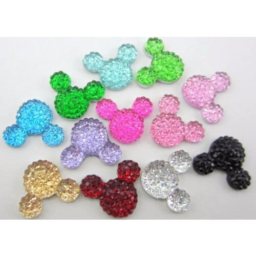 Free Shipping 50Pcs 16*12mm Mickey Head Shape Flatback Resin Rhinestone Flatback Resin Stone Beads For DIY Deco