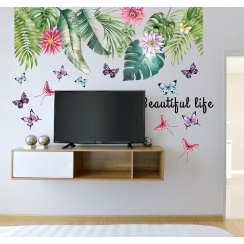 Large Monstera Wall Decals Nordic Tropical Green Leaves Vinyl Wall Stickers Creative Plant Wall Art Mural Home Decor