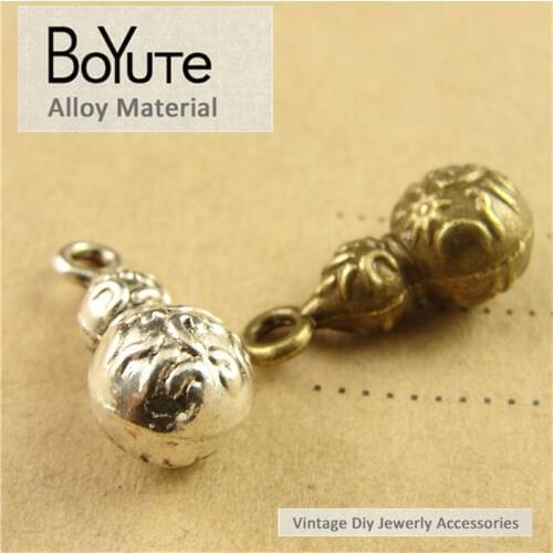 BoYuTe (100 Pieces/Lot) 8*17MM Vintage Style Antique Bronze Silver Plated Metal Calabash Charms for Jewelry Making