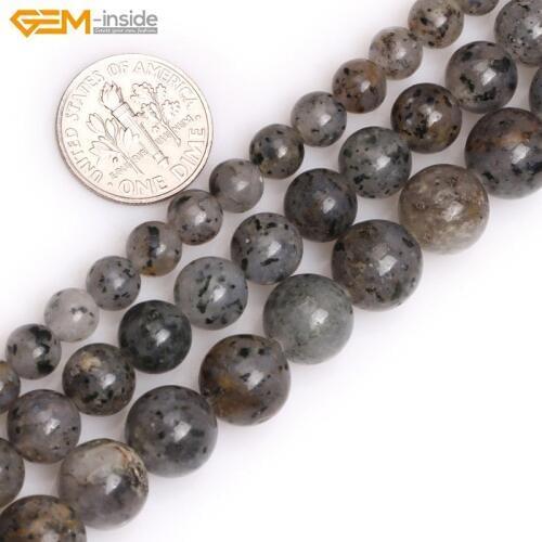 Gem-inside 6-10mm Natural Stone Beads Gray Dot Pitaya Strawberry Quartz Beads For Jewelry Making Beads Bracelet 15'' DIY Beads