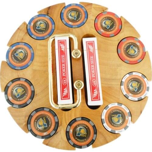 High-grade Poker Chips Maple Wooden Storage Case 360 Degree Rotatable Carousel Tray Poker Cards Container for Bar Club Home