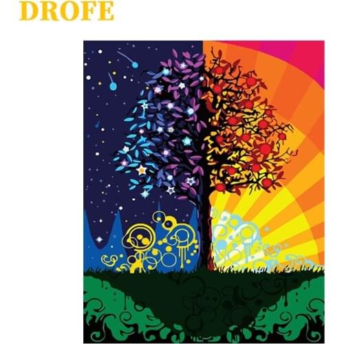 DROFE Frame Colorful Tree Diy Painting By Numbers Kits Wall Art Acrylic Paint On Canvas HandPainted Home Decor Artwork 40x50cm