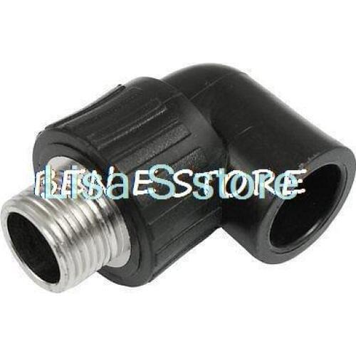 20mm Slip x PT 1/2" Male Thread Black HDPE Elbow Connector Pipe Fitting