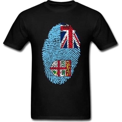 Fiji Flag Fingerprint T-Shirt. Summer Cotton O-Neck Short Sleeve Mens T Shirt New S-3XL