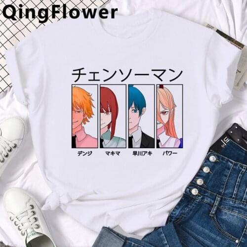 Anime Chainsaw Man top tees t-shirt male plus size streetwear print tshirt t shirt white t shirt
