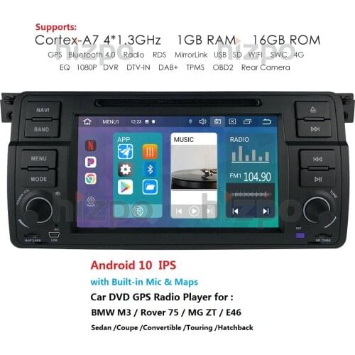 IPS Android10 DVD Car Radio GPS Player for BMW E46 M3 1999-2006 MG ZT ROVER 75 Convertible Gps Navi Multimedia USB Stereo Audio