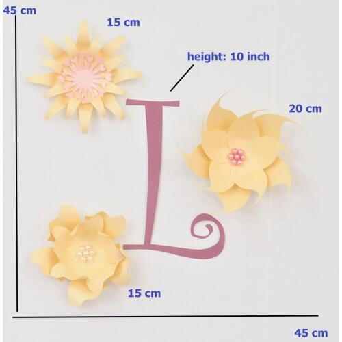 Cardstock Yellow Fleur DIY Paper Flowers Rose Letter Kit For Nursery Wall Deco Baby Shower Girls Room Birthday Backdrop