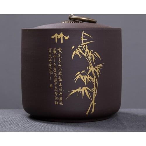 Tea Caddy Ceramics Puer tea Tea Storage Box Tea Jar 9.8*10.2cm Candy Jar Dried Fruit Container Purple Clay Spices Storage Box