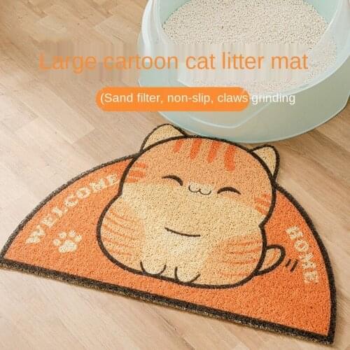 Large Size Cat Litter Pad Cute Sand Control Cat Cage Foot Pad Anti Splash Sand Pet Meal Pad PVC Cat Clean Pad Accessories ZA643