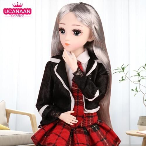UCanaan 1/4 BJD Doll 18 Ball Jointed 45CM SD Dolls with Clothes Outfit Shoes Wig Hair Makeup Best Gift for Girls Children Toys