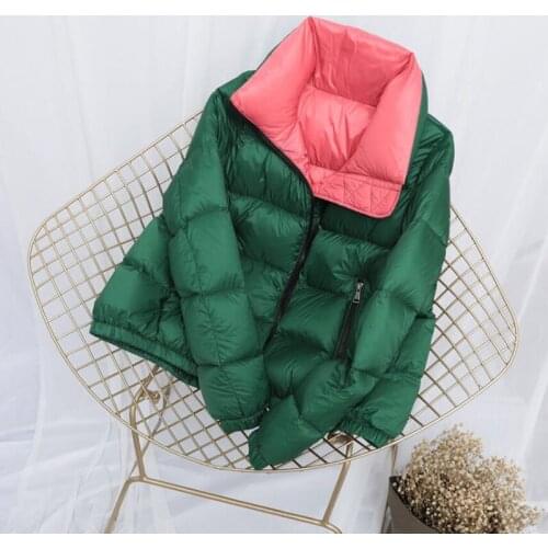 2020 Women Winter Coat Stand Collar White Duck Down Jacket Women Thick Warm Short Down Parkas Women Coat Casaco Feminino sf028