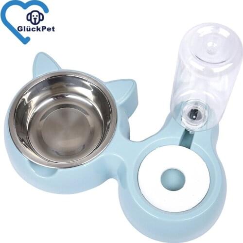 Pet Dog Cat Food Bowl with Automatic Water Dispenser PP plastic bowls for pet