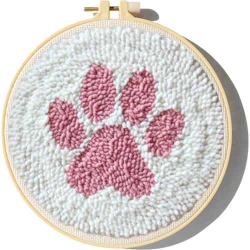 Dog Footprints Punch Needle Starter Kits Soft Yarn Punch Needle Embroidery Kit Easy Embroidery Set Needlework Work Home Decor