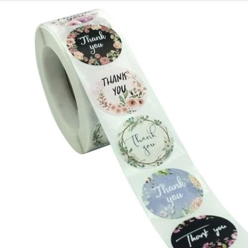 500pcs/roll Thank You Copperplate Sticker Family Party Envelope Gift Box Stationery Creative Sticker Corporate Personality Label