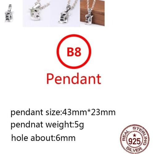 B08 925 sterling silver pendant unique personality wild retro couple pendant punk hip-hop style cross flower letter shape hot