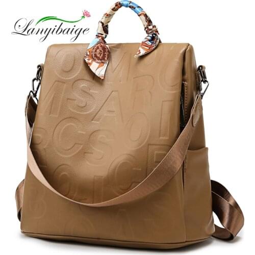 2021 New Luxury Designer Women Leather Backpack Large Capacity Travel Bagpack School Bags for Girls Casual Shoulder Bags