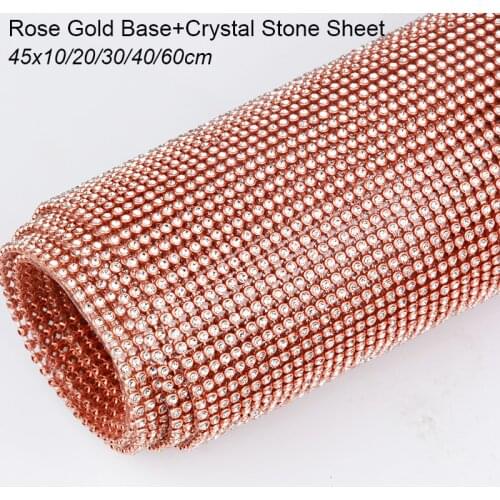 New! Rose Gold Base Crystal Rhinestone Sheet Trim Flatback Hotfix Iron On Glass Rhinestone Mesh Wrap For DIY Colthing Craft