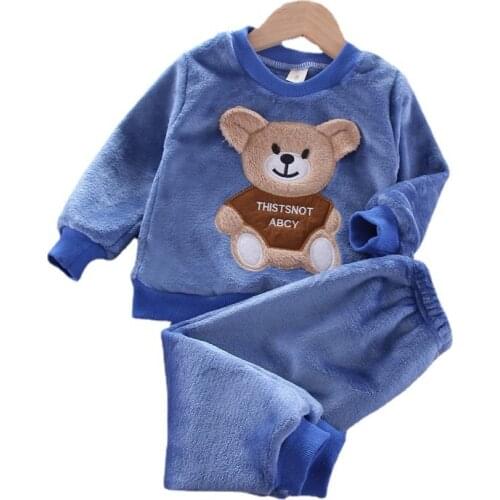 New Winter Baby Boys Girls Clothes Suit Children Cartoon Sleepwear T-Shirt Pants 2Pcs/Set Toddler Casual Costume Kids Tracksuits