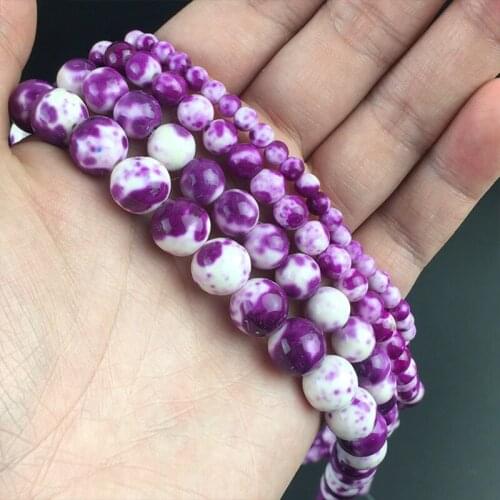 Wholesale Natural Stone Beads Purple Rain Jaspers Round Beads For Jewelry Making DIY Bracelets Accessories 15'' 4/6/8/10/12mm