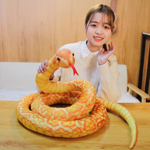 Simulated Snakes Plush Toy Giant Boa Cobra Long Stuffed Snake Plushie Yellow Brown Green Friends Gift 110cm 160cm 200cm 300cm
