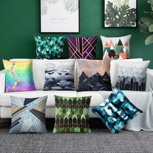 Geometry pillow cover landscape cushion cover Polyester Throw Pillow Sofa Golden housse de coussin Pillowcase Home decor salon