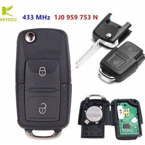 KEYECU Relacement Folding Remote Key Fob 1J0 959 753 N 2 Button 433 MHz ID48 For Volkswagen PASSAT GOLF MK4 ,Skoda Octavia ,Seat