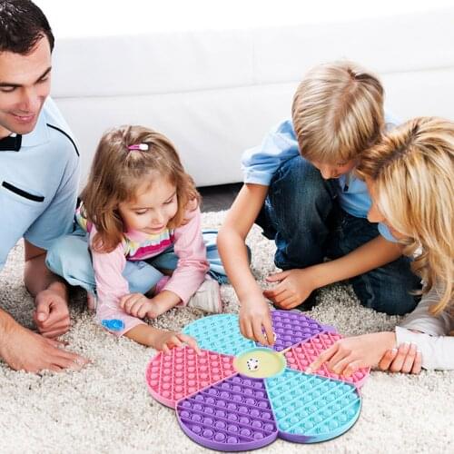 Big Size Rainbow Flower Chess Board game 6 players Push Bubble Fidget Sensory Toys Party Stress Relief Dimple Toy