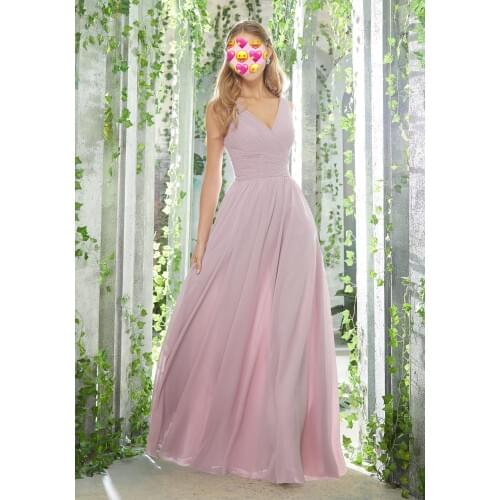 Lilac Chiffon Wedding Bridesmaid Dresses Fashion V Neck Women Dress for Wedding Party Long Free Shipping