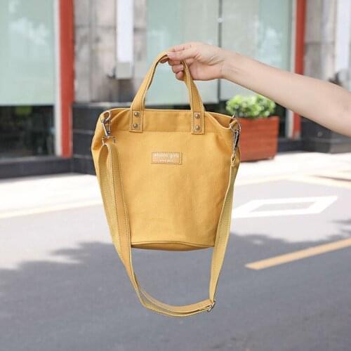 Portable bucket bag female 2020 summer new canvas bag Korean version ins hot style one-shoulder diagonal canvas bag