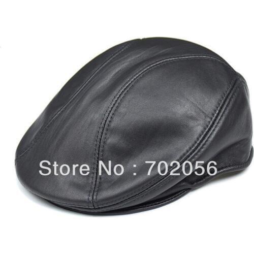 Unisex real sheepskin Leather Berets ball cap casual HAT CAP 10pcs/lot #3098