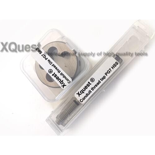 XQuest 2PCS PIPE Conduit thread screw tap and Die set PG7 PG9 PG11 gas cylinders Straight Pipe screw thread taps Round Dies