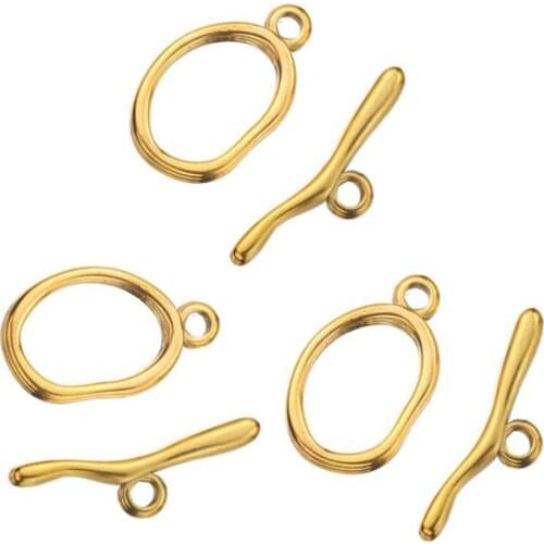 5set Stainless Steel Curved OT Clasps Toggle Clasps Findings Gold Buckle Connector for Bracelet Necklace Jewelry Making Supplies