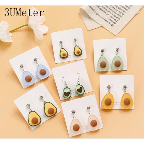 3UMeter 2019 New Summer Avocado Earrings Green Cute Earrings Fruit Personality Stud Earrings For Women Gift Drop Shipping