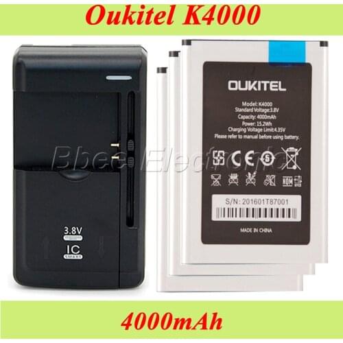 1LOT=3PCS Oukitel K4000 Battery Original Replacement Bateria 4000mAh +1PC Universal Dock Charger