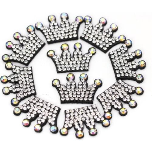 10Pcs Crown Patches AB Rhinestone Applique Patches For Clothes Sew On Patches With Crystal DIY Dress/Shoes/Hair Clip Decoration
