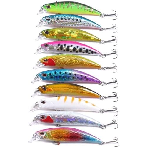 10PCS Lot Lase Lure Internal Coloring Minnow Floating Fishing Lures Bass CrankBait 6cm